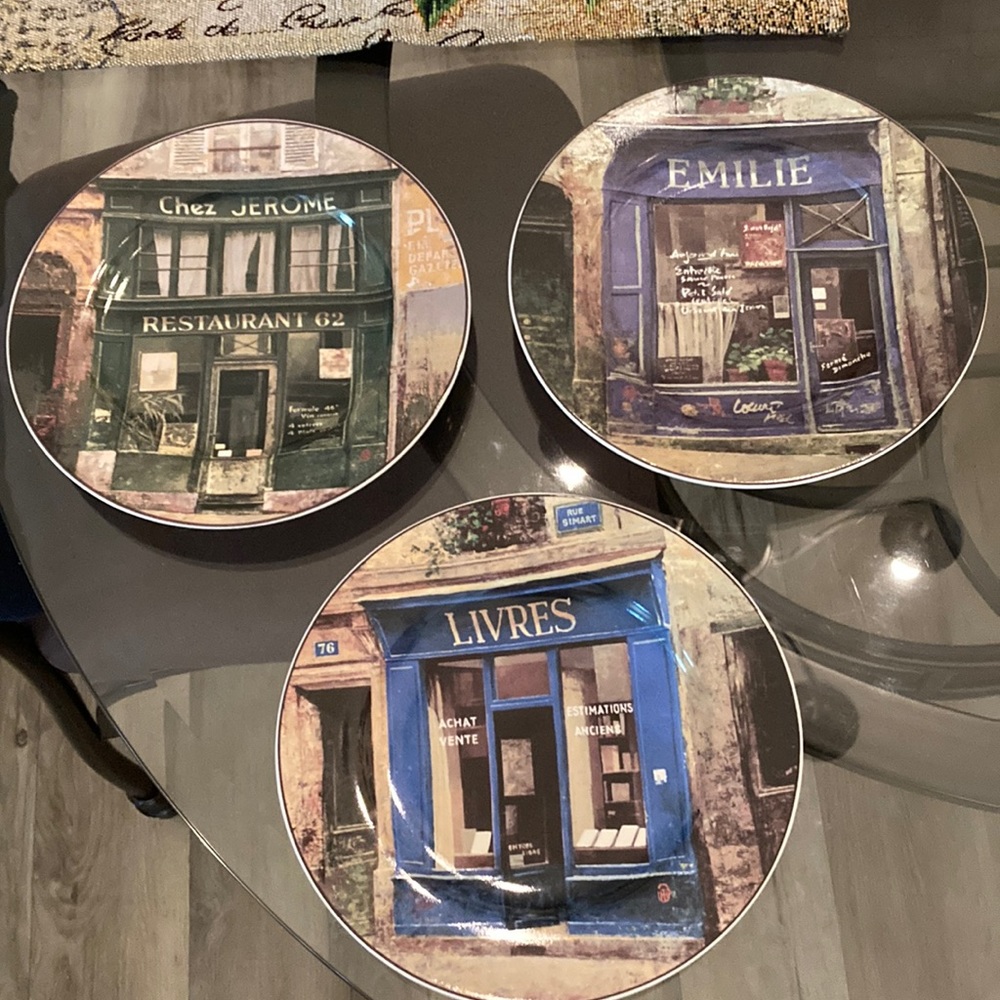 The Sakura French Storefronts Stoneware 3  8 1/4” Salad Plates